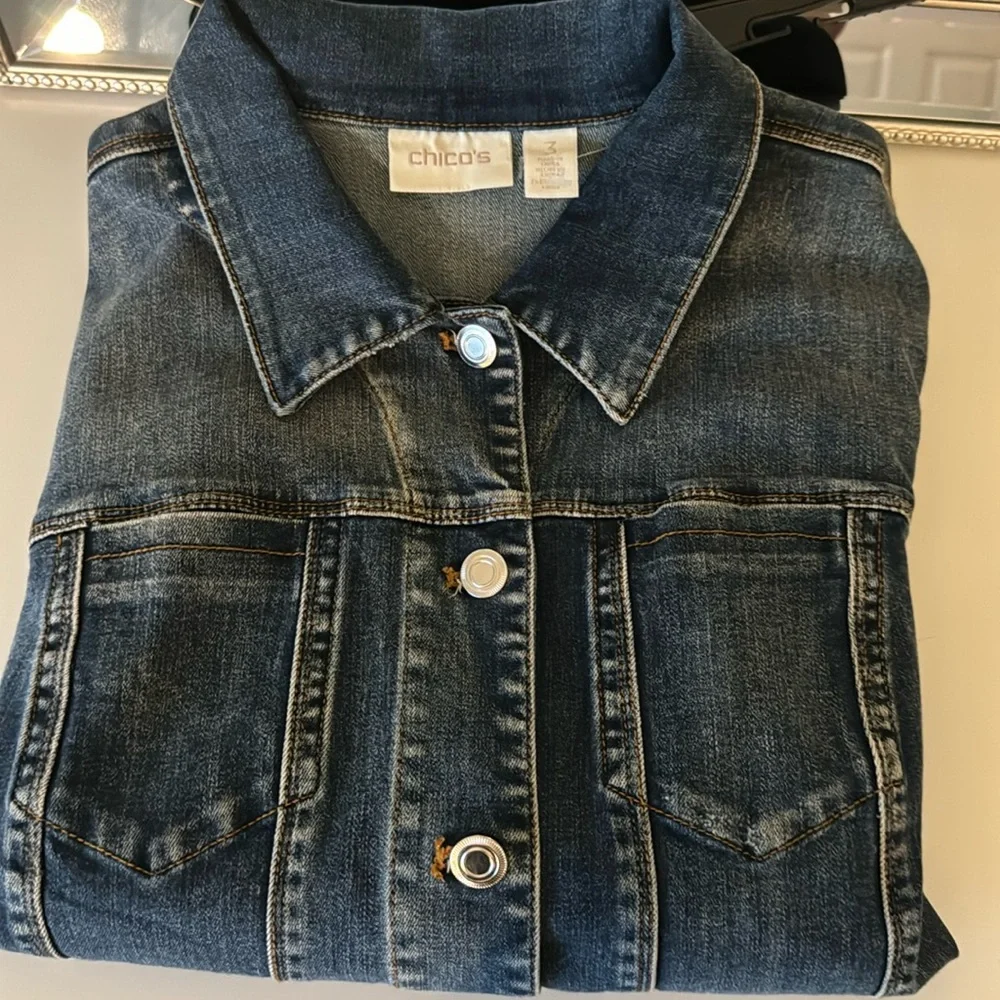 Chico’s Sz 3 denim jacket - Picture 1 of 6